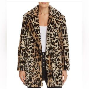 NEW Kenneth Cole New York Faux Fur Leopard Print Coat XL